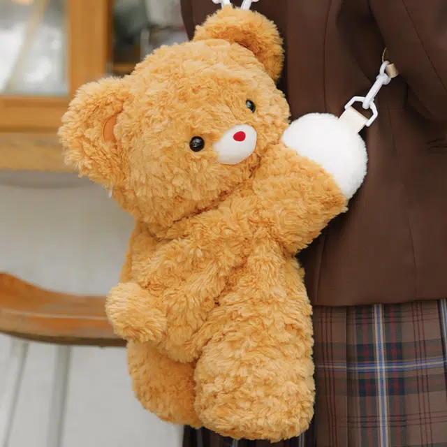 抱竹 古力古力 小熊古力趴趴包 可爱百搭日常 聚酯纤维 双肩包 大号 女款 黄色