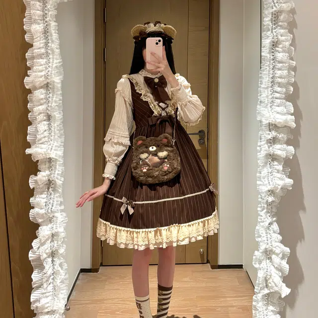 抱竹 古力古力 小熊古力可爱百搭痛包 聚酯纤维 斜挎包 常规 男女同款情侣款 咖色