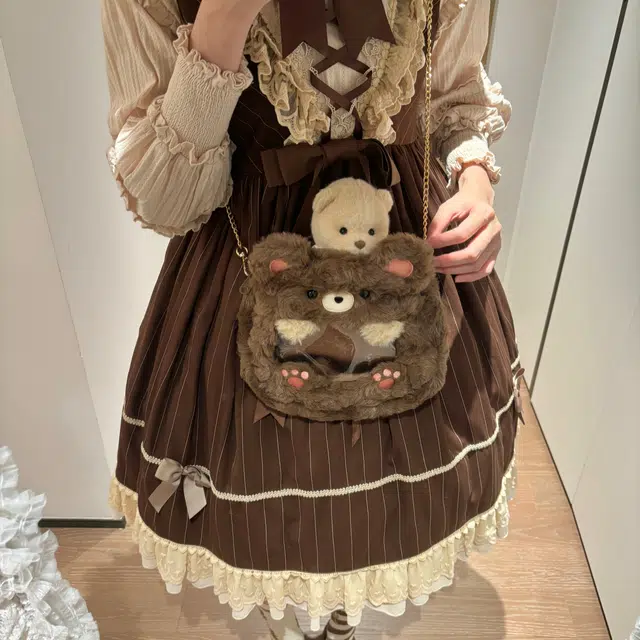 抱竹 古力古力 小熊古力可爱百搭痛包 聚酯纤维 斜挎包 常规 男女同款情侣款 咖色