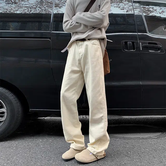 煦加 美式直筒修身长裤微喇高级感柳叶弯刀牛仔裤 男女同款