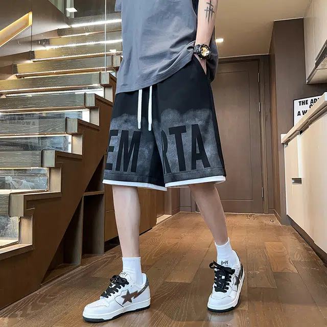 夏季港风美式嘻哈高街宽松百搭五分裤休闲短裤 男女同款