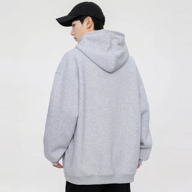 美式复古休闲简约潮流纯棉连帽高街风重磅多巴胺宽松落肩宽松纯色百搭长袖卫衣时尚卫衣单品 男女同款