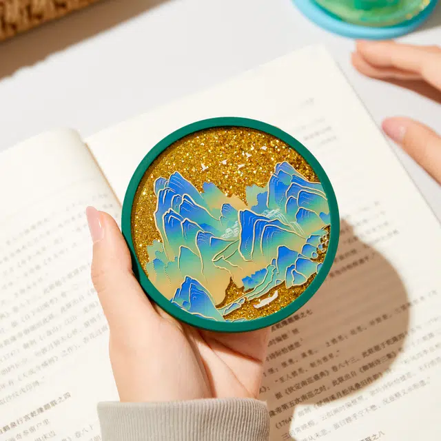 宫廷宝贝 千里江山图流沙杯垫流麻杯垫 亚克力立牌