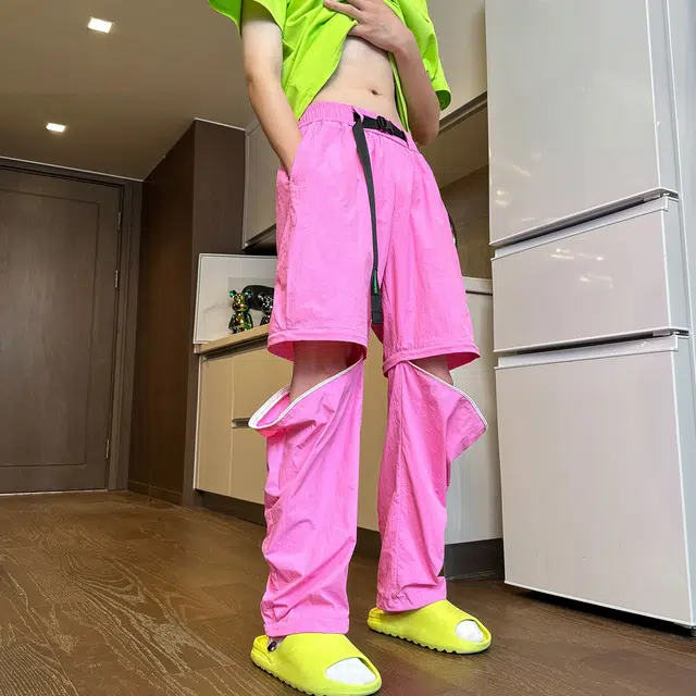 泰迪熊 美式复古多巴胺宽松可拆卸一裤两穿伞兵户外凉感休闲裤 男女同款