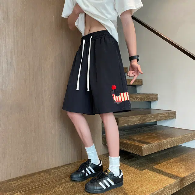 泰迪熊 美式复古腊肠狗宽松休闲直筒速干薄款凉感透气沙滩裤 男女同款
