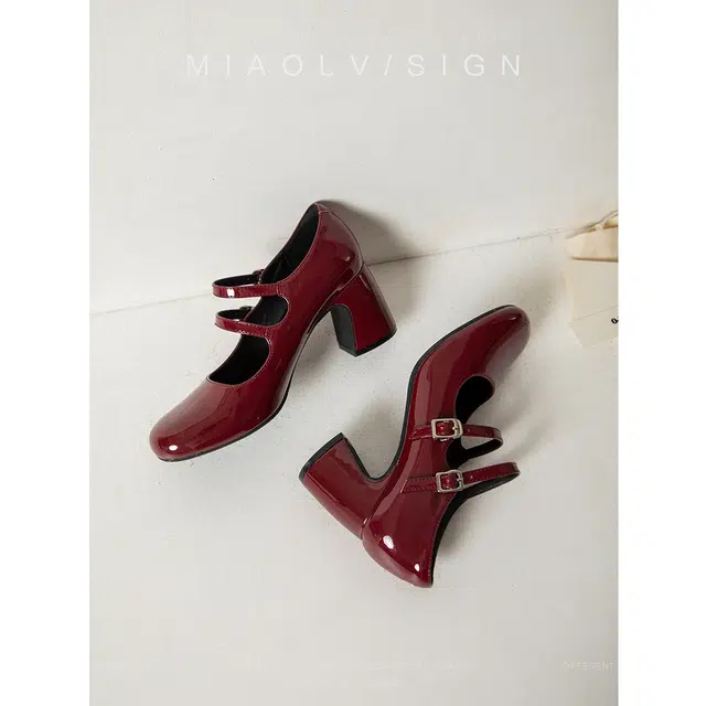 妙侣 时尚复古百搭法式玛丽珍 高跟鞋 女