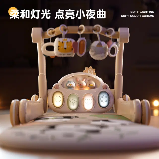 顽兔 脚踏钢琴健身架 学步车二合一 早教益智玩具