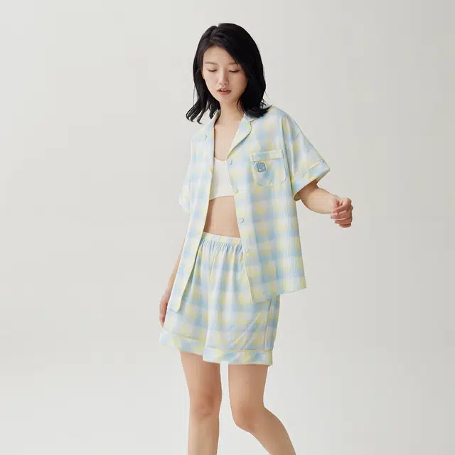 安之伴 夏季睡衣居家基础款凉感棉三件套家居套装 女款