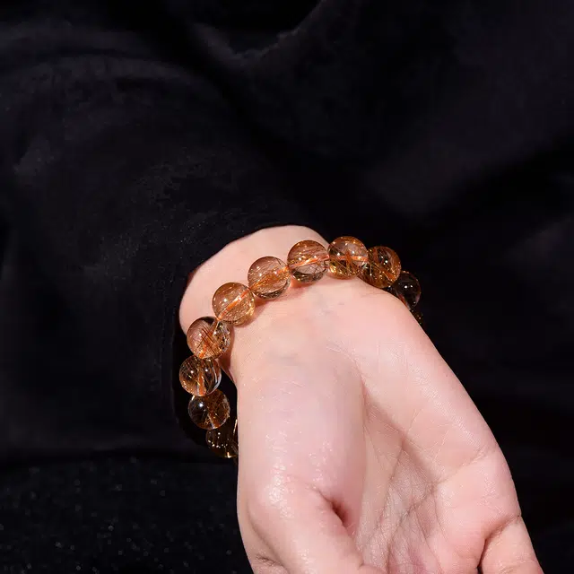 祥燕 高端珍品高净体发丝密铜发晶转运串聚财招桃花水逆绝缘体好运天然 红发晶 水晶手串 男女同款情侣款