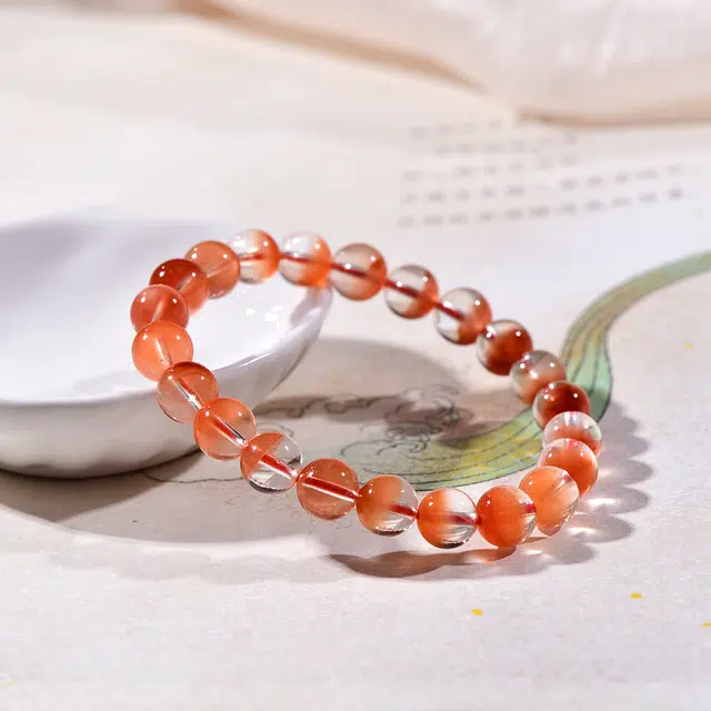 祥燕 高端珍品红兔毛聚宝盆转运暴富显白高级感日进斗金好运天然 红水晶 手串 男女同款情侣款