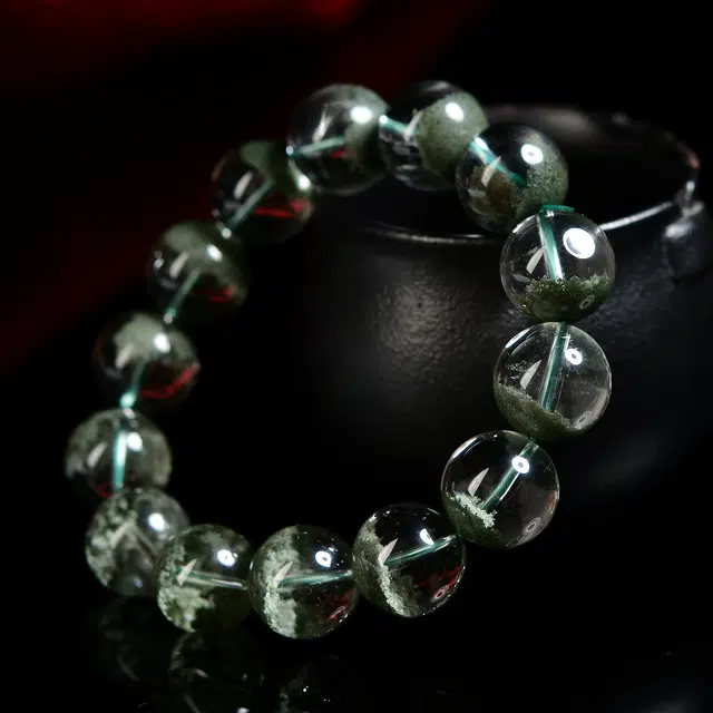 祥燕 精选高端新中式国潮聚宝盆绿幽灵招财纳福能量转运串 水晶 玉石手串 男女同款情侣款