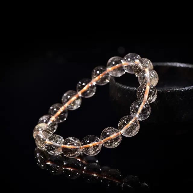 祥燕 高端珍品星光点点财富之石日常通勤做个富婆好运天然 金发晶 水晶手串 男女同款情侣款