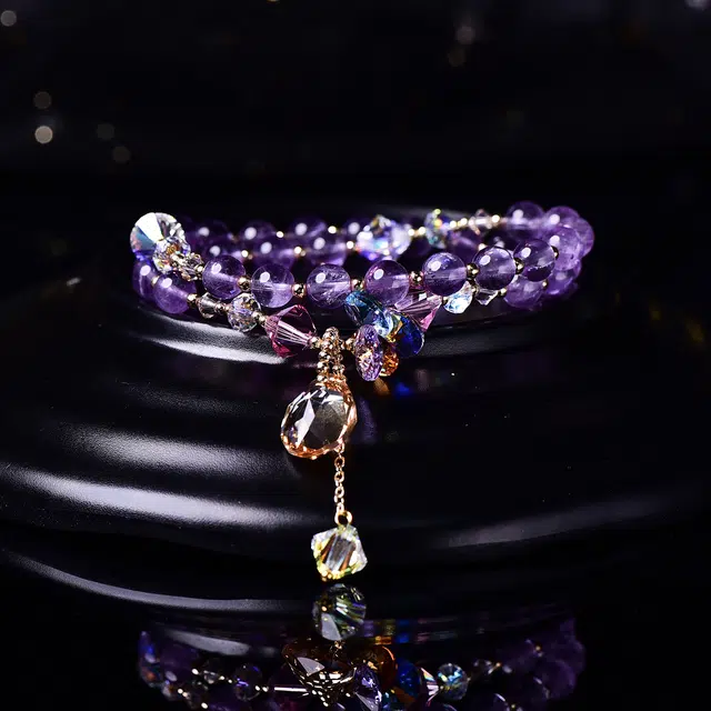 祥燕 设计款新中式国潮高级感招财纳福转运珠紫 水晶 手链 女款