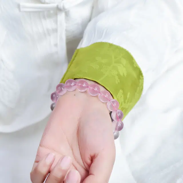 祥燕 高端珍品莫桑比克六芒星粉浪漫甜美精致招桃花好运天然 粉水晶 手串 男女同款情侣款