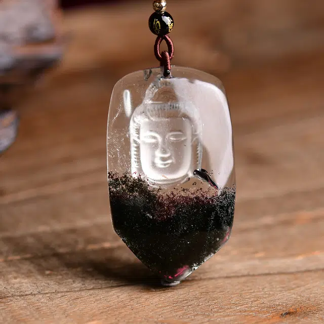 祥燕 高端孤品新中式国潮绿幽灵观音诸事顺遂好运 水晶 吊坠 男女同款情侣款