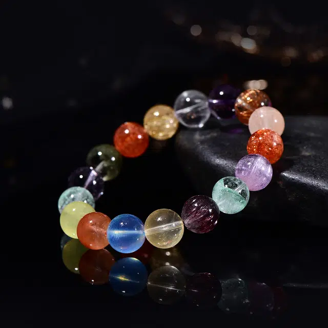 祥燕 罕见高端设计美学多宝天然 多色水晶 手串 男女同款情侣款