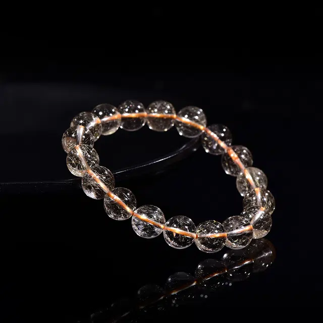 祥燕 高端珍品星光点点财富之石日常通勤做个富婆好运天然 金发晶 水晶手串 男女同款情侣款