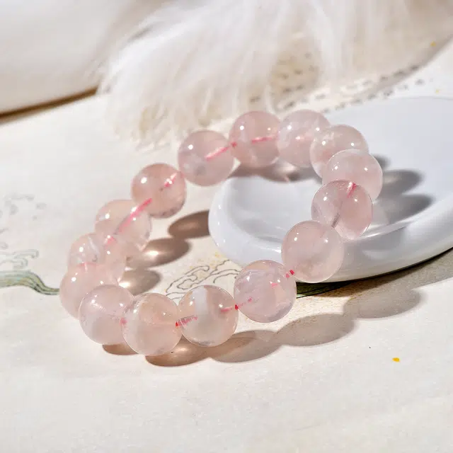 祥燕 高端轻奢甜美温柔一珠一景雪花幽灵显白天然 粉水晶 手串 男女同款情侣款