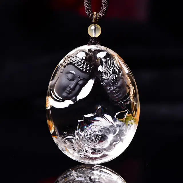 【一物一图】 祥燕 特色高端半魔半佛一念之间雕刻件 水晶 玉石项链 男女同款情侣款
