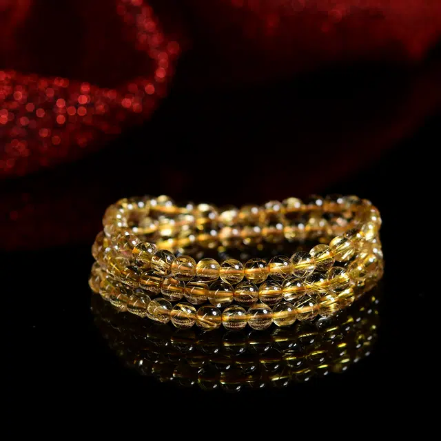 祥燕 精选新中式国潮冰感十足金发晶多圈招财转运能量串 水晶 玉石手串 男女同款情侣款