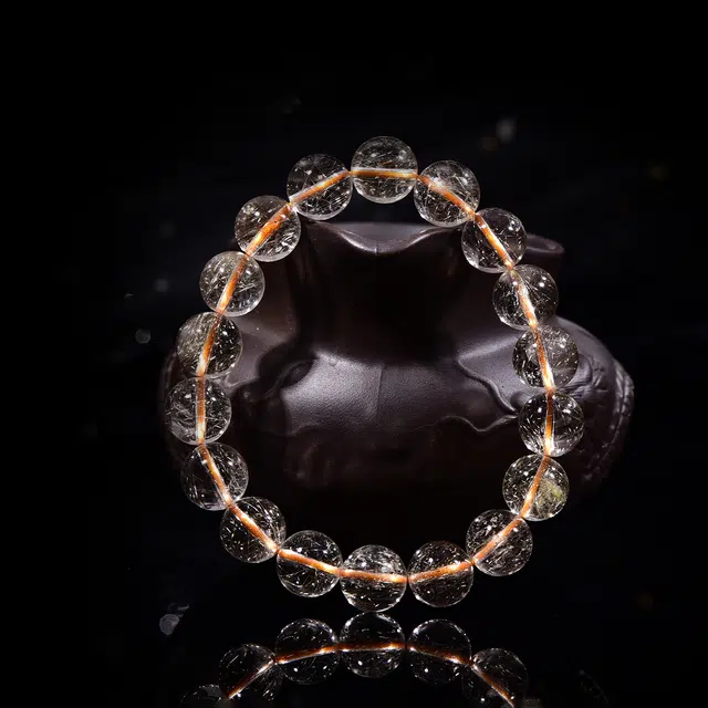 祥燕 高端珍品星光点点财富之石日常通勤做个富婆好运天然 金发晶 水晶手串 男女同款情侣款