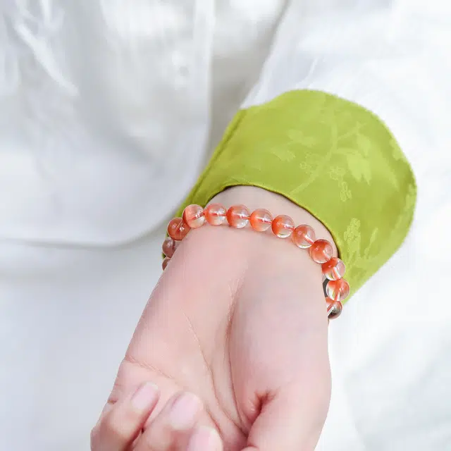 祥燕 高端珍品红兔毛聚宝盆转运暴富显白高级感日进斗金好运天然 红水晶 手串 男女同款情侣款