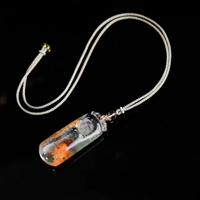 祥燕 高端孤品意境四季幽灵弥勒佛平安喜乐笑口常开天然 多色水晶 吊坠 男女同款情侣款