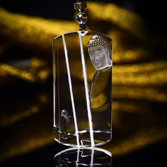 祥燕 精选高端孤品晶体 大日如来意境白兔毛 水晶 玉石吊坠 男女同款情侣款