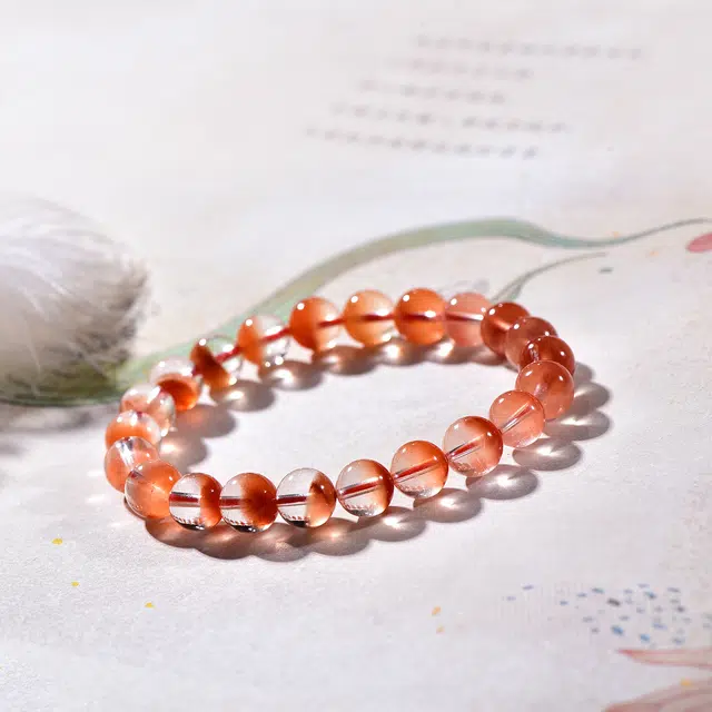 祥燕 高端珍品红兔毛聚宝盆转运暴富显白高级感日进斗金好运天然 红水晶 手串 男女同款情侣款