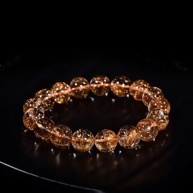 祥燕 高端珍品高净体发丝密铜发晶转运串聚财招桃花水逆绝缘体好运天然 红发晶 水晶手串 男女同款情侣款