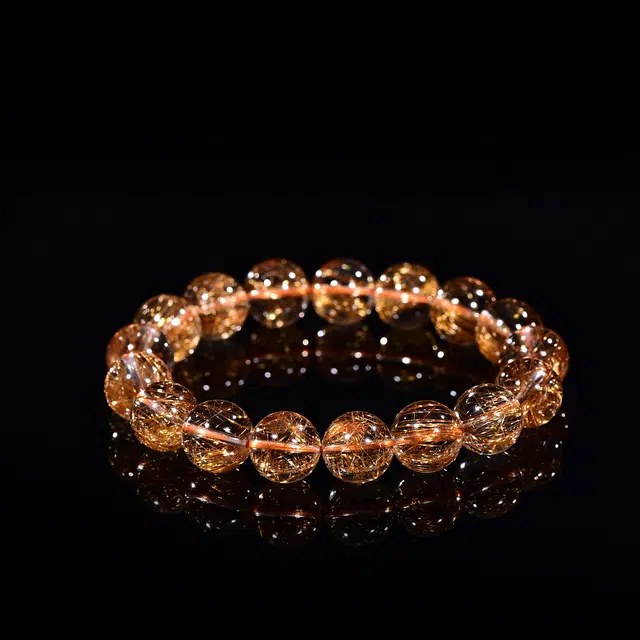 祥燕 高端珍品高净体发丝密铜发晶转运串聚财招桃花水逆绝缘体好运天然 红发晶 水晶手串 男女同款情侣款