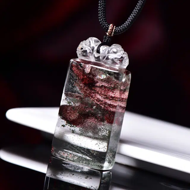 祥燕 特色高端意境优美红绿幽灵无事牌 水晶 玉石项链 男女同款情侣款