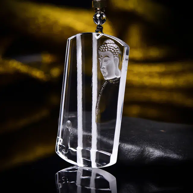 祥燕 精选高端孤品晶体 大日如来意境白兔毛 水晶 玉石吊坠 男女同款情侣款