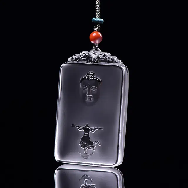 祥燕 特色孤品国潮冰感十足净体即见如来白 水晶 吊坠 男女同款情侣款