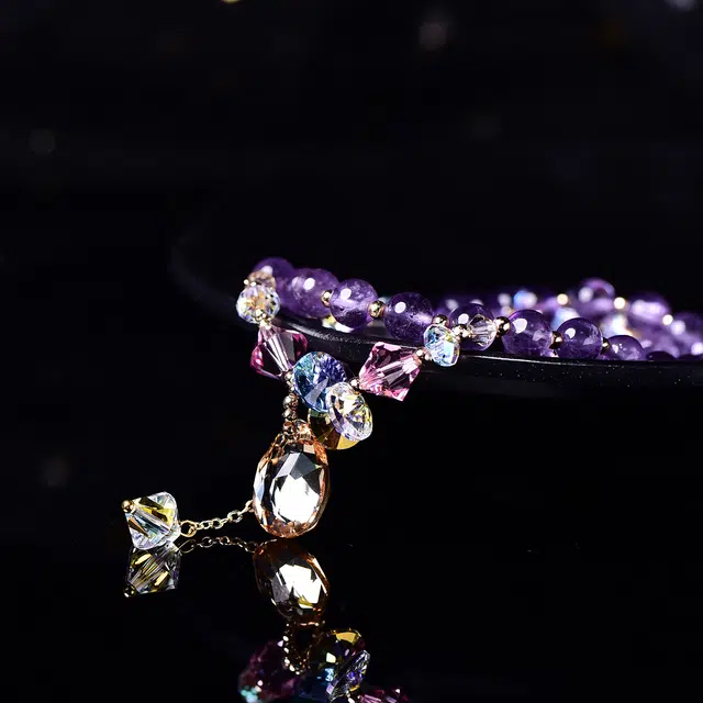 祥燕 设计款新中式国潮高级感招财纳福转运珠紫 水晶 手链 女款