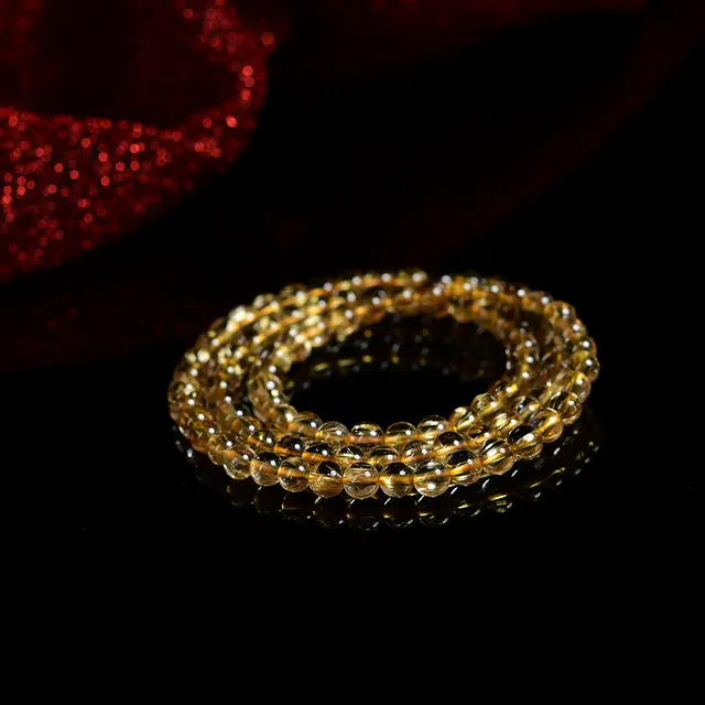 祥燕 精选新中式国潮冰感十足金发晶多圈招财转运能量串 水晶 玉石手串 男女同款情侣款