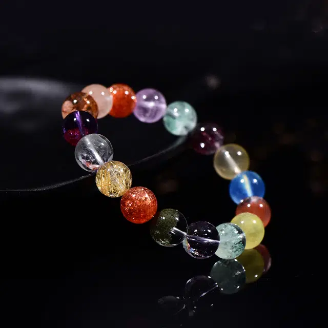 祥燕 罕见高端设计美学多宝天然 多色水晶 手串 男女同款情侣款