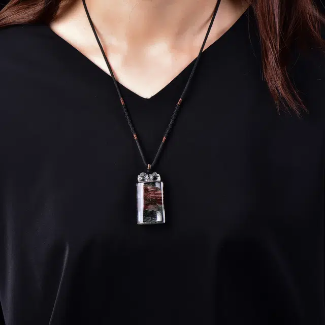 祥燕 特色高端意境优美红绿幽灵无事牌 水晶 玉石项链 男女同款情侣款