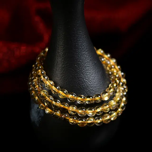 祥燕 精选新中式国潮冰感十足金发晶多圈招财转运能量串 水晶 玉石手串 男女同款情侣款