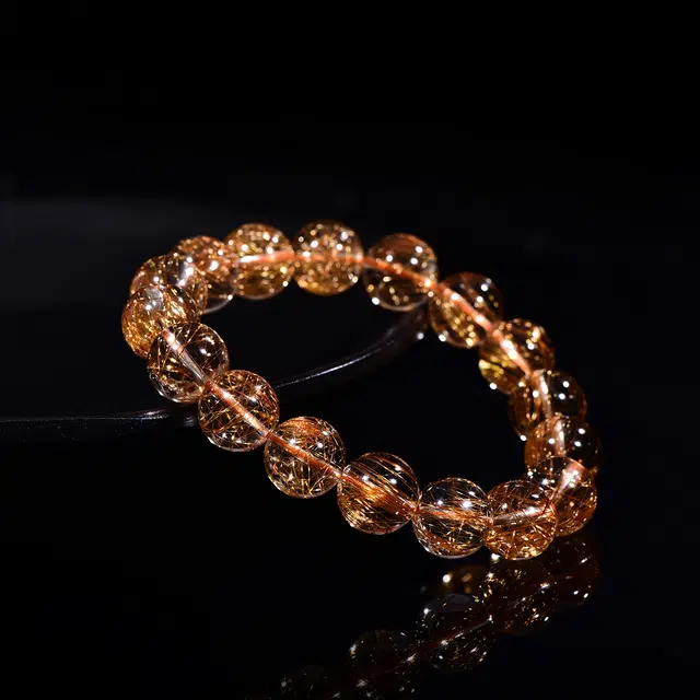 祥燕 高端珍品高净体发丝密铜发晶转运串聚财招桃花水逆绝缘体好运天然 红发晶 水晶手串 男女同款情侣款