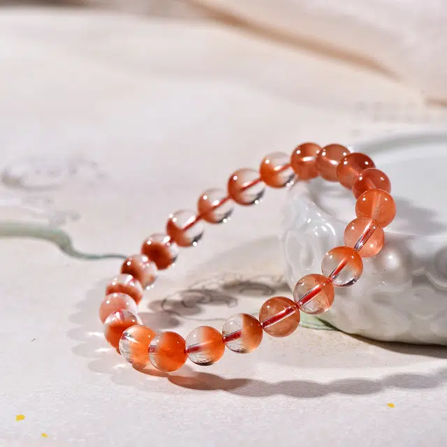 祥燕 高端珍品红兔毛聚宝盆转运暴富显白高级感日进斗金好运天然 红水晶 手串 男女同款情侣款