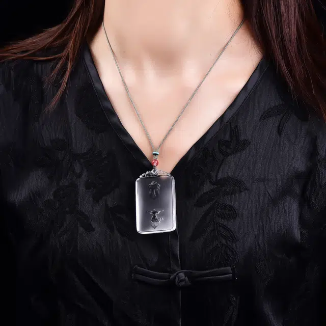 祥燕 特色孤品国潮冰感十足净体即见如来白 水晶 吊坠 男女同款情侣款