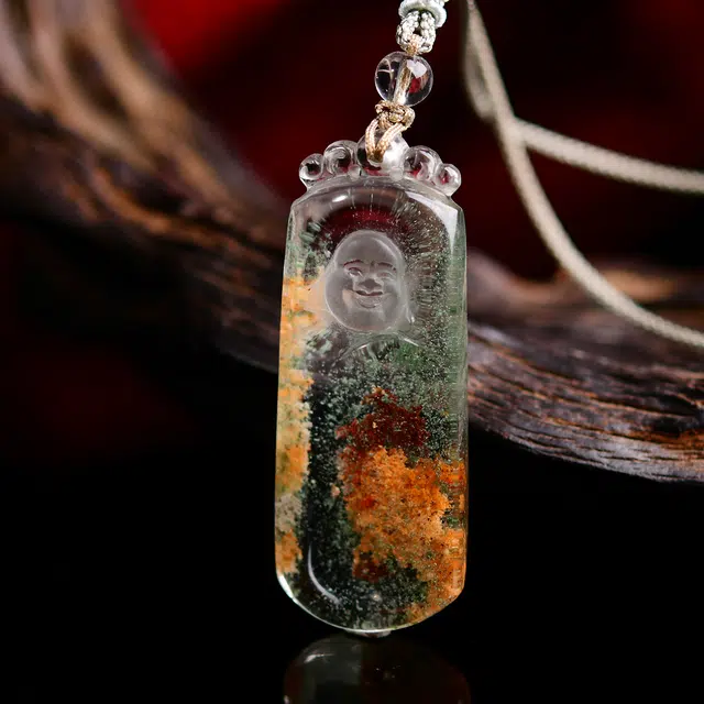 祥燕 高端孤品意境四季幽灵弥勒佛平安喜乐笑口常开天然 多色水晶 吊坠 男女同款情侣款