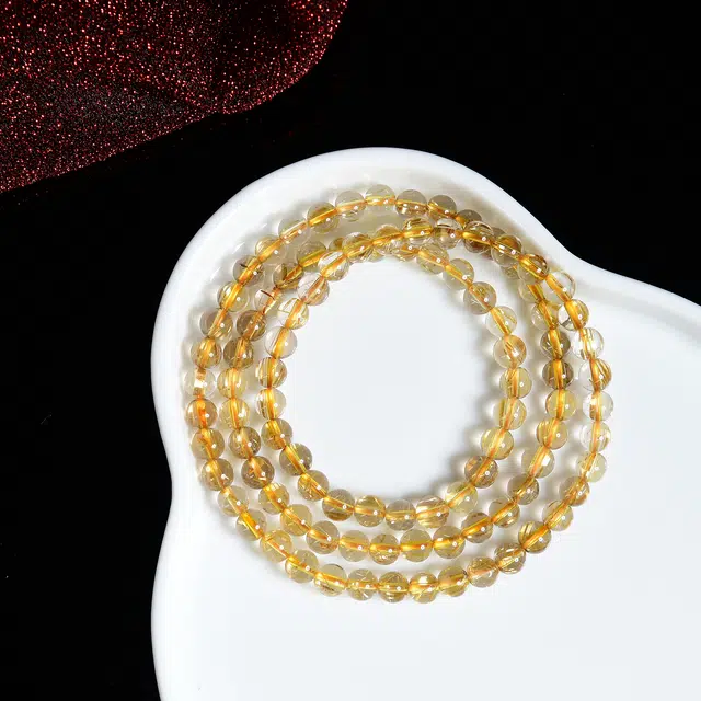 祥燕 精选新中式国潮冰感十足金发晶多圈招财转运能量串 水晶 玉石手串 男女同款情侣款