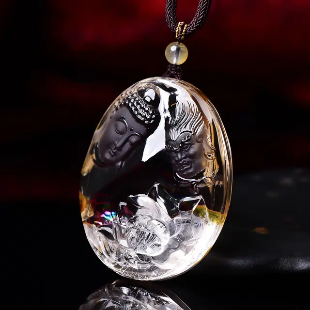 【一物一图】 祥燕 特色高端半魔半佛一念之间雕刻件 水晶 玉石项链 男女同款情侣款