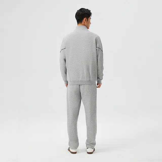 贵人鸟 锐型系列 舒适棉质透气针织立领长袖开衫外套圆领套头打底卫衣直筒系带长裤三件套爸爸装休闲运动套装 男款