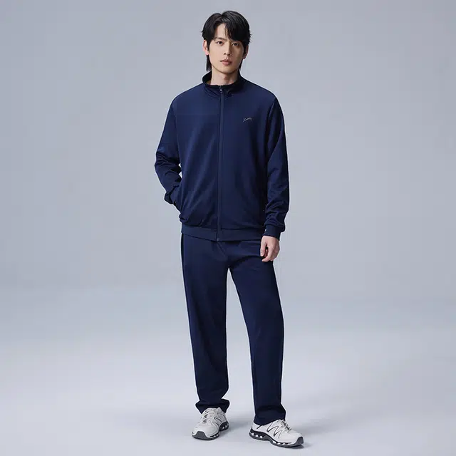 贵人鸟 纯色百搭简约立领开衫夹克外套中腰松紧直筒舒适长裤休闲运动套装 男女同款