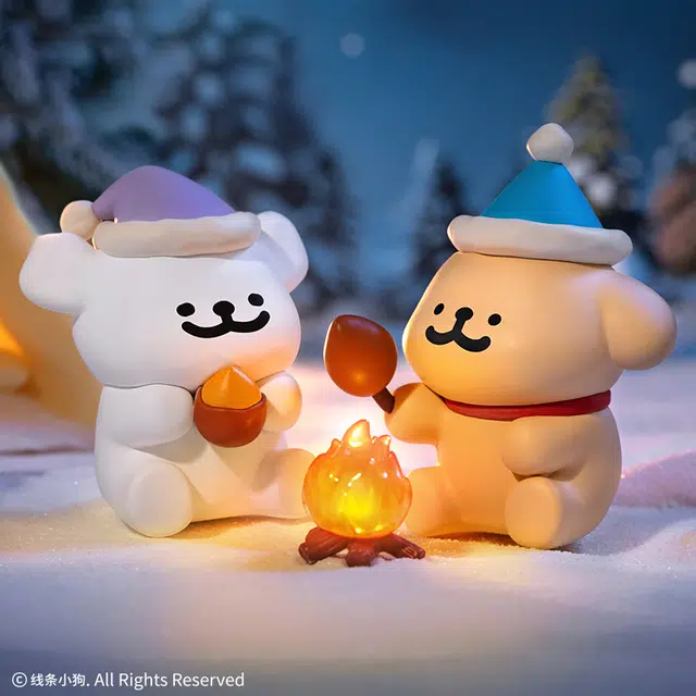 九木杂物社 线条小狗 冬日拥抱暖暖系列 金毛小白滑雪 躲猫猫 盲盒类 单个盲盒