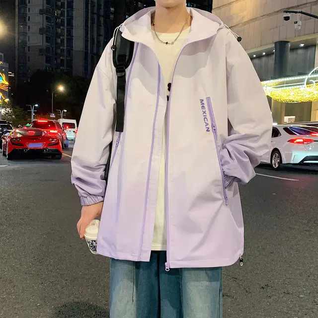 稻草人 山系户外渐变色双拉链无性别主义城市机能风防水防风工装机车服宽松休闲连帽冲锋衣夹克外套 男女同款