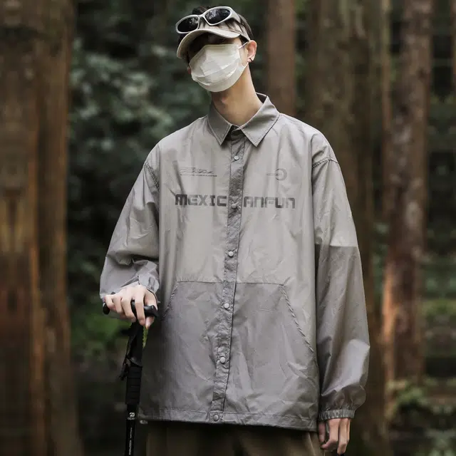 稻草人 户外山系远足防紫外线轻薄透气冰丝速干翻领单排扣外套宽松休闲骑行登山防晒服 男女同款